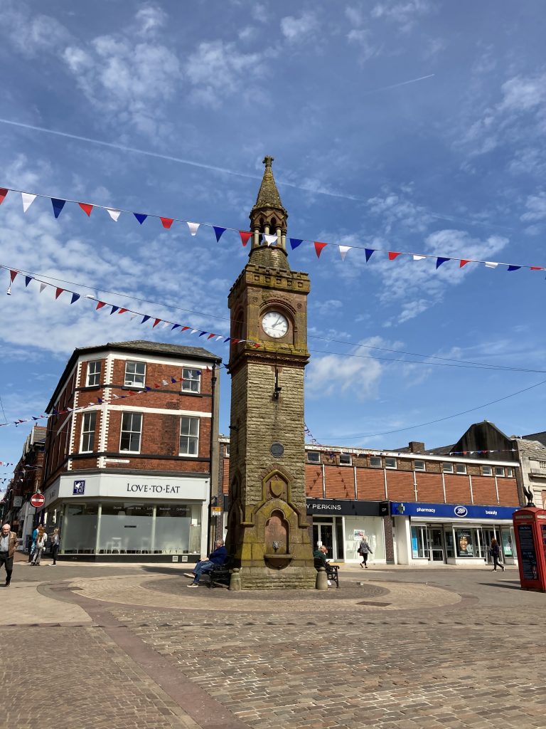 Flags flying - town centre